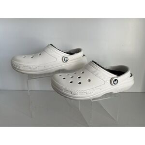 Crocs Shoes White Womens 10 Mens 8 Classic Faux Fur Lined Dual Comfort Clog